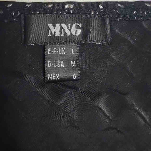 Mango Animal Print Embossed Black Tank Top Size Medium Draped Neckline - Picture 4 of 7